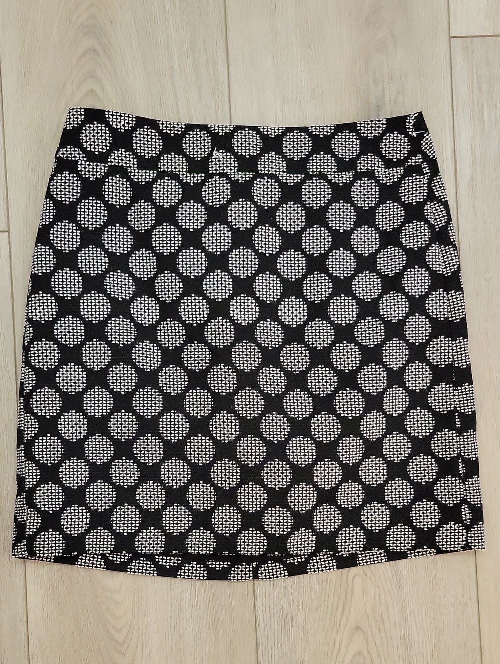 LOFT Black Mini Skirt with White Polka Dot Texture